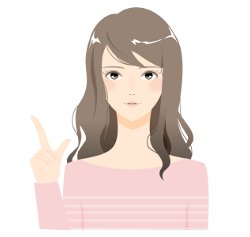 右手で指さす女性のイラスト